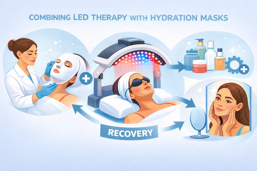 Combining LED therapy with hydration masks for skin recovery to support calmer-looking skin and professional skincare results