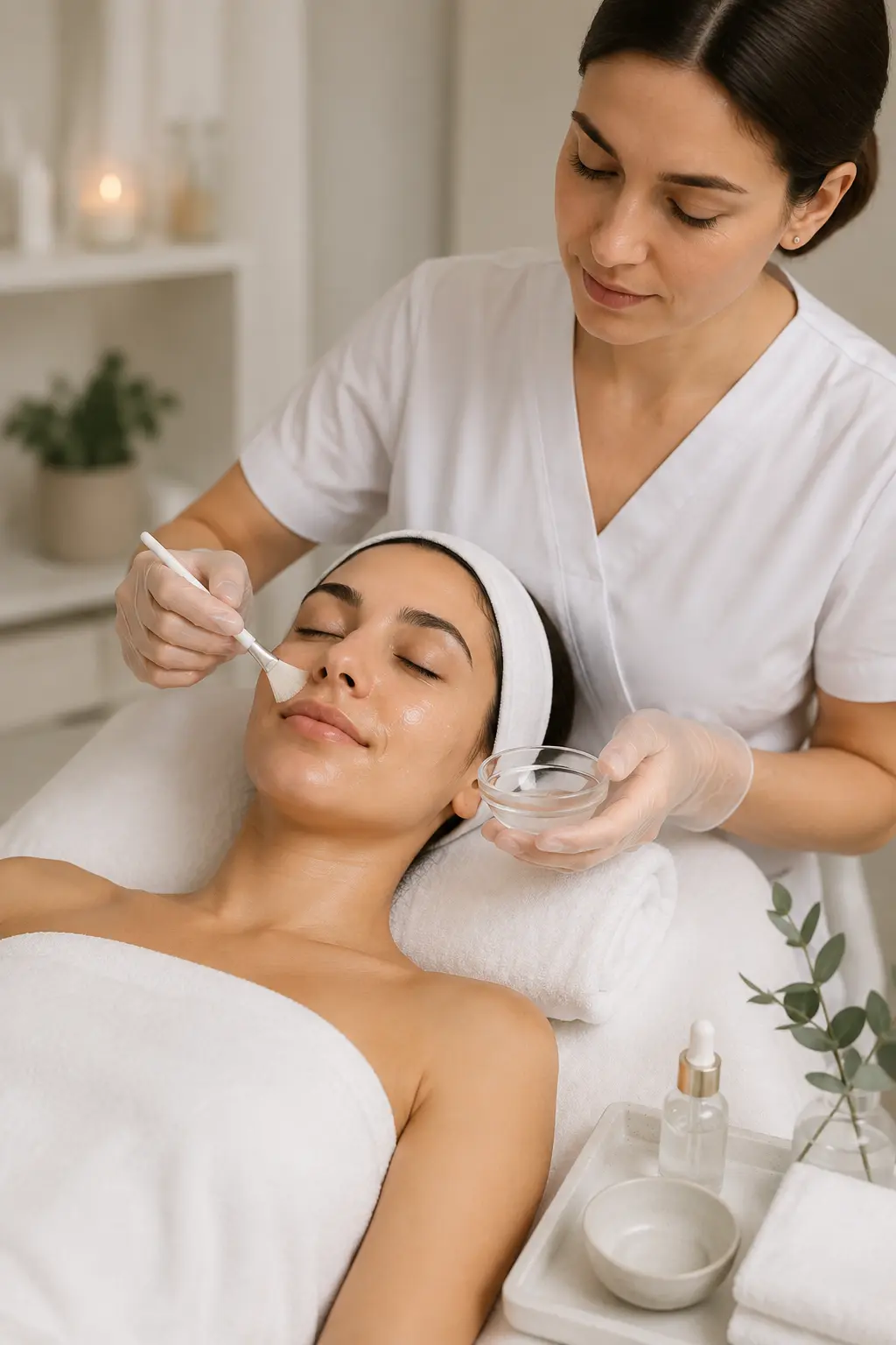 Professional esthetician reviewing microneedling consent forms compliance notes and treatment documentation