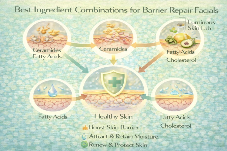 Best ingredient combinations for barrier repair facials using ceramides, hydration support, and occlusive recovery care