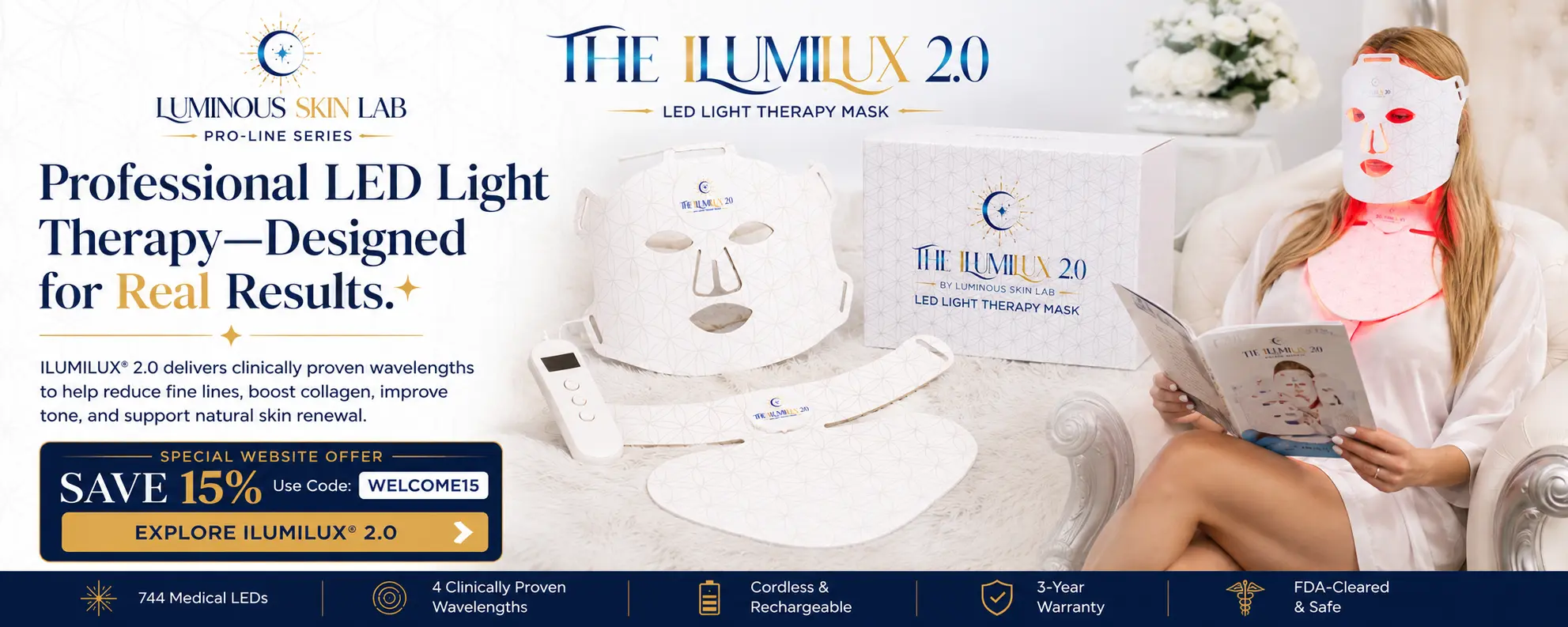 ILUMILUX LED Light Therapy Mask | Luminous Skin Lab