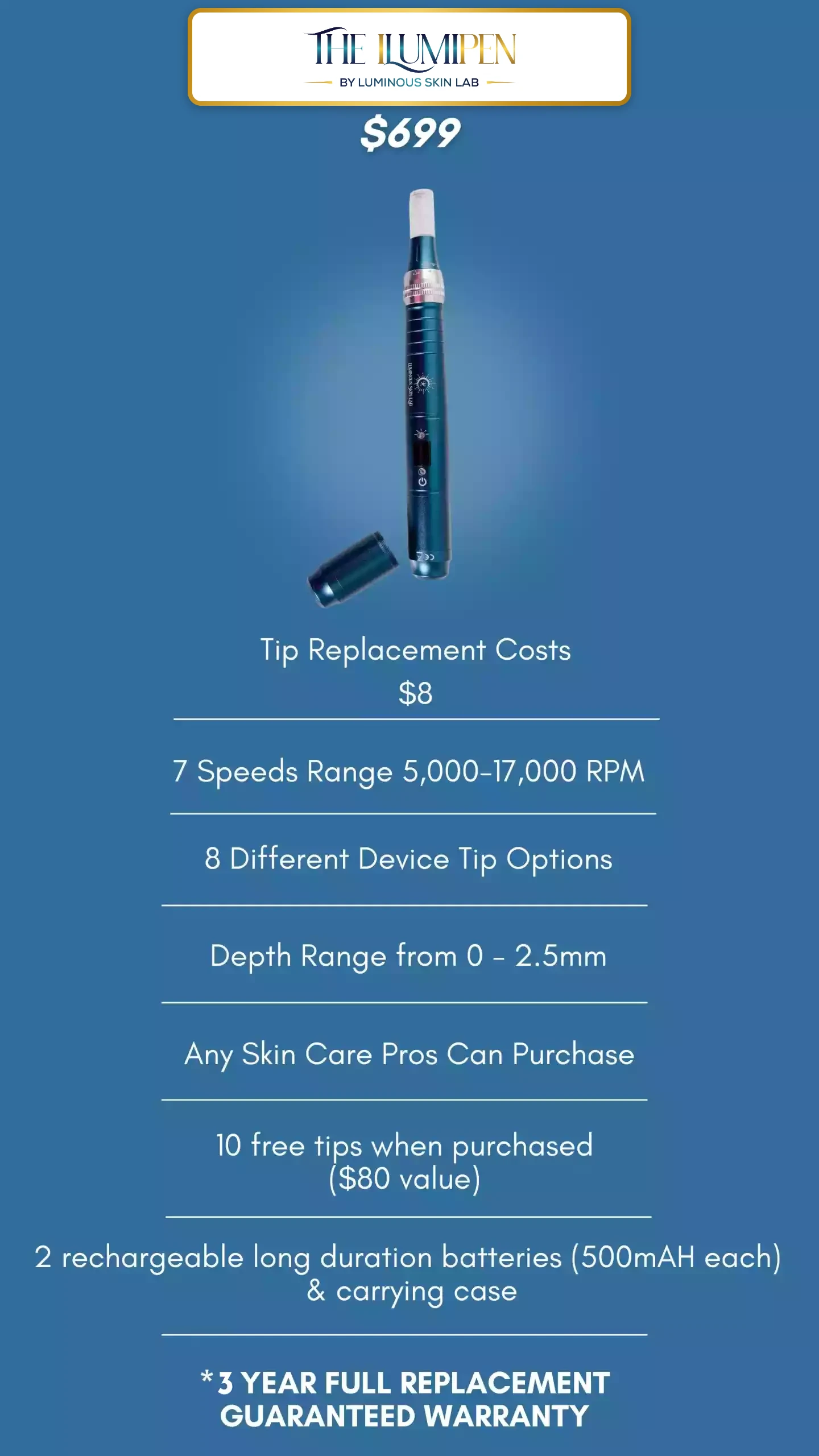 ILUMIPEN versus other microneedling devices comparison chart